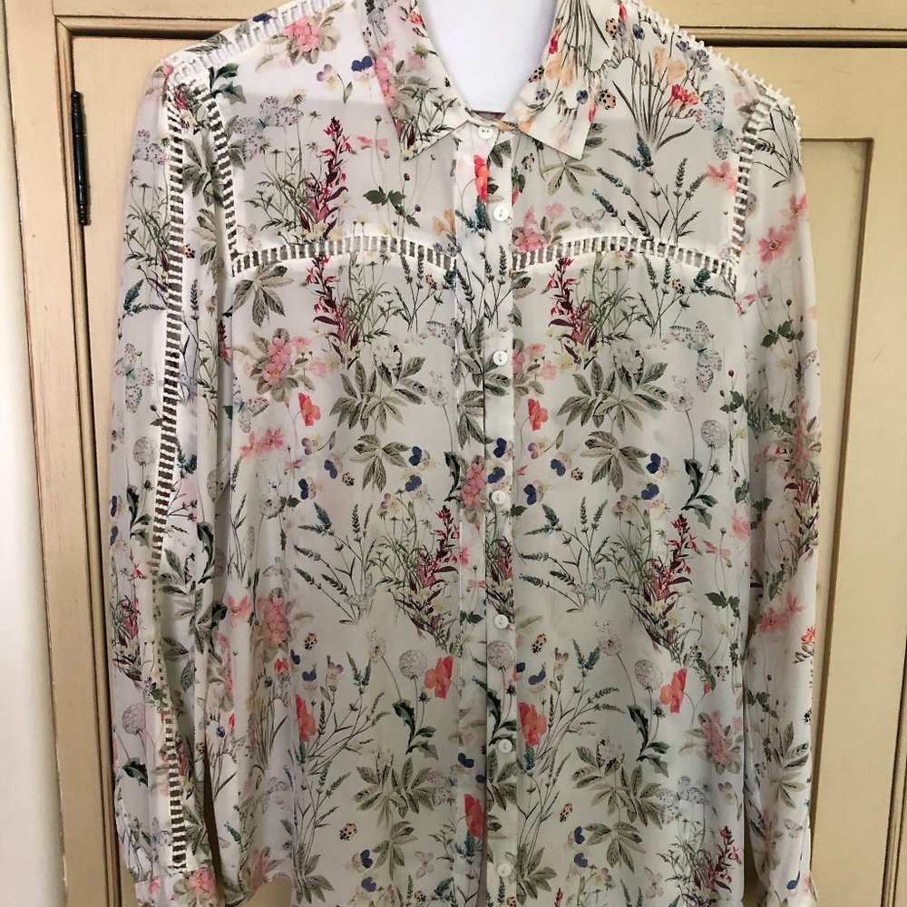 TheKooples Silk Floral Botanical Print BEAUTY! NWT